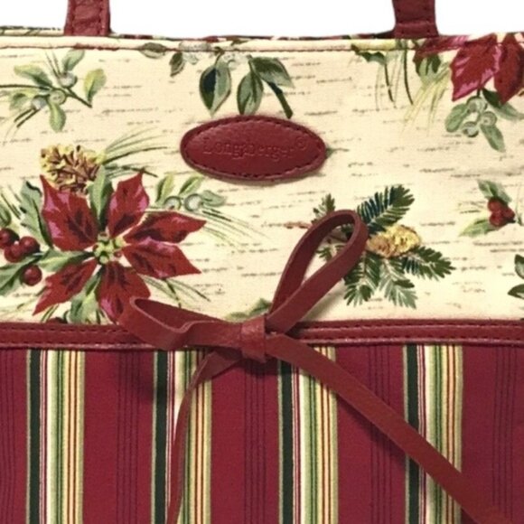 Longaberger Poinsettia Holiday Tote Gift Bag Grandmacore Cottagecore Shabby Chic - Picture 2 of 12